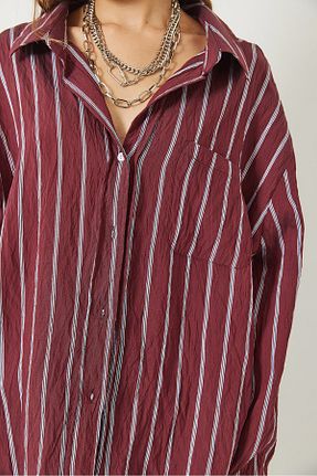 پیراهن زرشکی زنانه یقه پیراهنی Bianco Lucci - کد 921528558