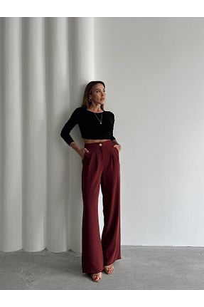 شلوار زرشکی زنانه پلی استر MALDİA SHOP - کد 921525741