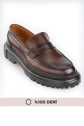 کفش کلاسیک قهوه ای مردانه چرم خالص maximoda - کد 921532438