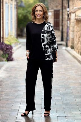 ست بالاتنه و پائین تنه مشکی زنانه بافتنی Nevin Kaya Moda - کد 921530939