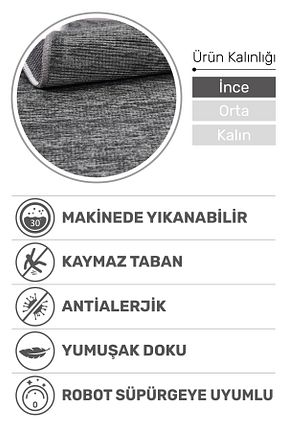 گلیم طوسی پنبه ای dekozer - کد 886460306