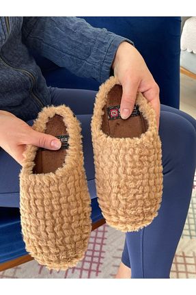 دمپائی خانگی قهوه ای زنانه چرم مصنوعی Gezer - کد 192286323