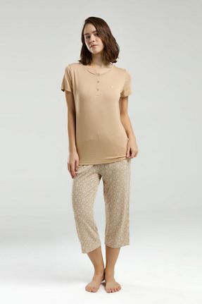 ست لباس راحتی بژ زنانه ساده Pierre Cardin - کد 921545267