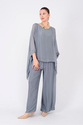 ست بالاتنه و پائین تنه طوسی زنانه بافتنی Bohem Stil - کد 921548335