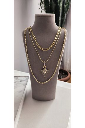 گردنبند استیل ( فولاد ) طلائی رودیوم xUPING - کد 921543288