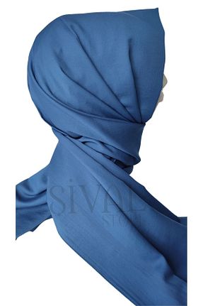 شال آبی زنانه پنبه ای Aker - کد 855471940