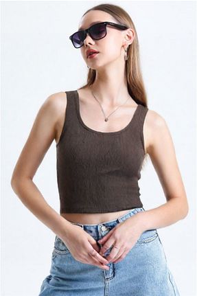 بلوز قهوه ای زنانه ساده JAWEN - کد 921583949
