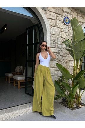 شلوار سبز زنانه پارچه minaaise - کد 921595889