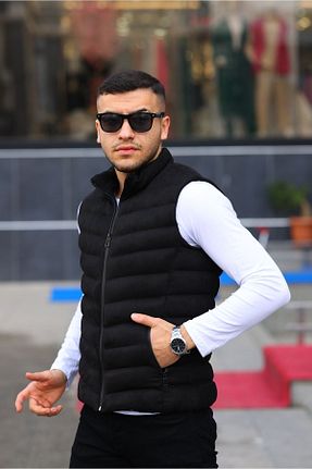 جلیقه مشکی مردانه اسلیم فیت MODA FAVALLİ - کد 467274686