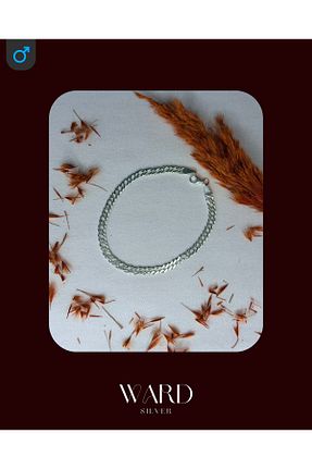 دستبند نقره طوسی مردانه 925 عیار Ward silver - کد 899442604