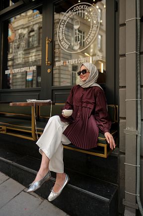 پیراهن حجاب زرشکی رگولار LOCCO - کد 921617342