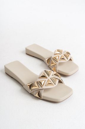 دمپائی بژ زنانه چرم مصنوعی MARSEDO - کد 921633020
