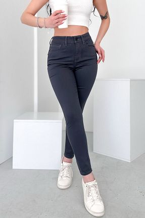 شلوار جین طوسی زنانه پاچه تنگ HLT JEANS - کد 917772688