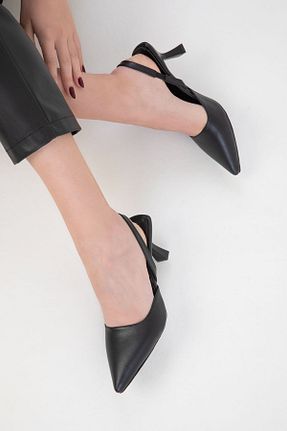 کفش پاشنه بلند کلاسیک مشکی زنانه چرم مصنوعی SOHO - کد 905040334
