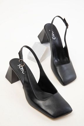 کفش پاشنه بلند کلاسیک مشکی زنانه چرم مصنوعی SOHO - کد 905026933