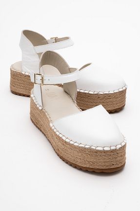 صندل سفید زنانه پاشنه تخت luvishoes - کد 815736308