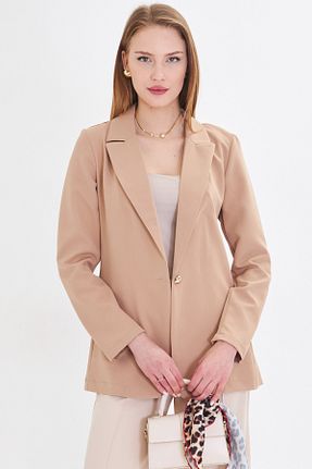 کت بلیزر بژ زنانه مخلوط پلی استر armonika - کد 470193279