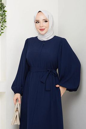 کلاه و ابایا سرمه ای زنانه بافتنی ESLEMNUR - کد 896255895