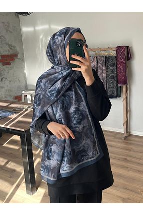 شال آبی زنانه پنبه پلی استر Merwiss - کد 917803140