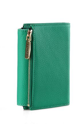 کیف پول سبز زنانه چرم خالص Foxer - کد 917808318