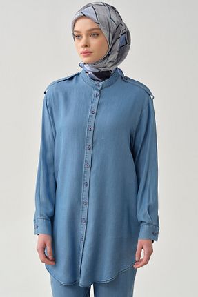 تونیک حجاب آبی زنانه پنبه ای Tuğba - کد 920757532
