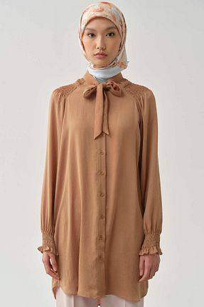 تونیک حجاب قهوه ای زنانه پلی استر Tuğba - کد 920757865