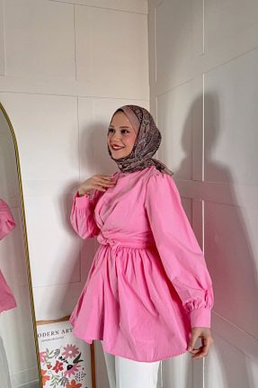 تونیک حجاب صورتی بافتنی LOCCO - کد 902335886