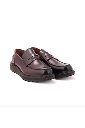 کفش لوفر زرشکی مردانه چرم خالص MOCHA - کد 877641932
