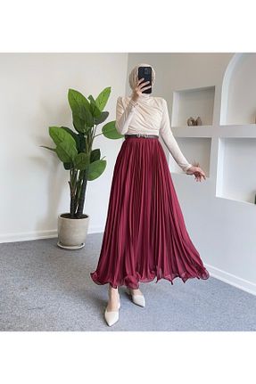دامن حجاب زرشکی زنانه کلوش MODA - کد 901916218