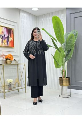 ست بالاتنه و پائین تنه حجاب مشکی زنانه سایز بزرگ GK - کد 917823800