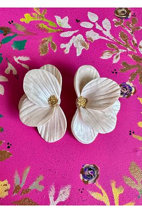 گوشواره جواهر سفید پلی استر ACCESSORY - کد 919757665
