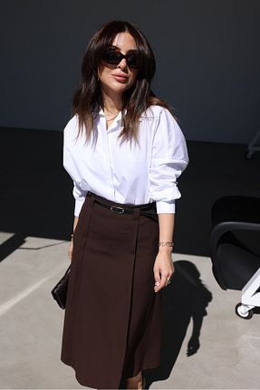پیراهن سفید زنانه اورسایز Özge Özgenç - کد 917820811