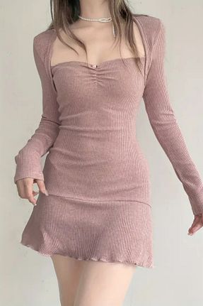 لباس صورتی زنانه بافتنی Köstebek - کد 917819372