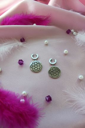 گوشواره استیل (فولاد) طوسی زنانه استیل (فولاد) Queennn - کد 906117100