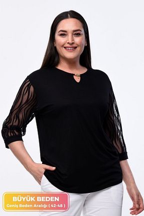 بلوز سایز بزرگ مشکی زنانه سایز بزرگ tarzımsüper - کد 682131695