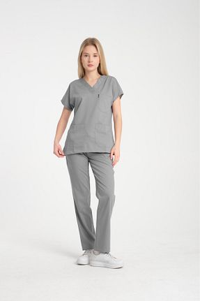 ست بالاتنه و پائین تنه طوسی زنانه بافتنی YILMAZ - کد 917865173