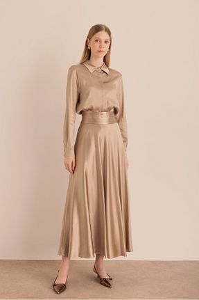 دامن قهوه ای زنانه ساتن Aker - کد 917967852