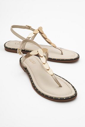 صندل بژ زنانه پاشنه تخت luvishoes - کد 917992064