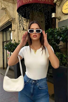 بلوز سفید زنانه ساده Modark - کد 917992602
