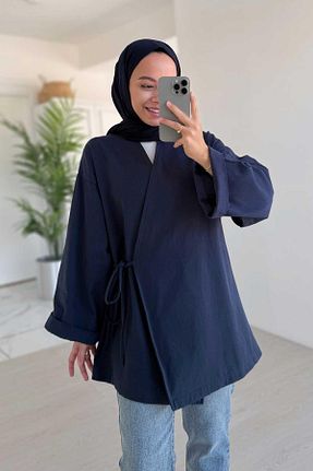 کافتان و کیمونو حجاب سرمه ای زنانه پنبه پلی استر Ka Hijab - کد 918286052