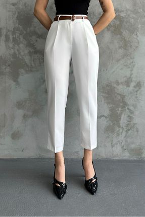شلوار سفید زنانه پارچه macharel jeans - کد 741485076