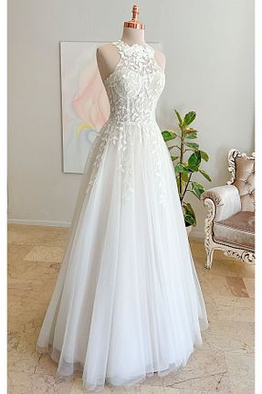 لباس عروس سفید زنانه توری MAUNAU - کد 833120056