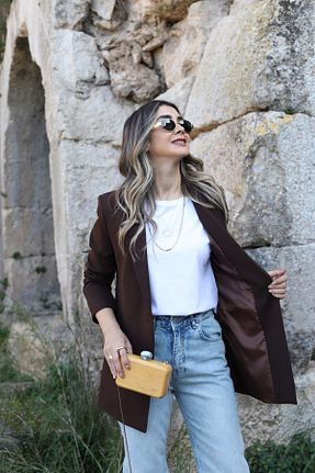 کت بلیزر قهوه ای زنانه رگولار bytugcekaya - کد 919807935
