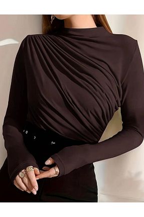 بلوز قهوه ای زنانه ساده peri tower - کد 882459311