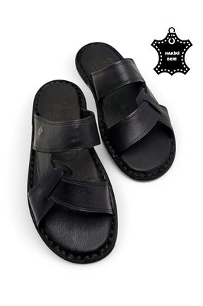 دمپائی مشکی مردانه چرم خالص MAGIC SHOES - کد 312191405