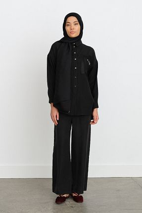 ست بالاتنه و پائین تنه حجاب مشکی زنانه رگولار Nihan - کد 919883129