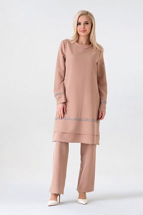 ست بالاتنه و پائین تنه حجاب قهوه ای زنانه رگولار Fashion Showcase - کد 919886956