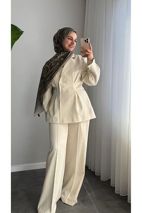 ست بالاتنه و پائین تنه سفید زنانه بافتنی Butik - کد 919891820