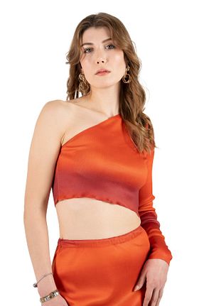 لباس نارنجی زنانه بافتنی Lubue - کد 920886341