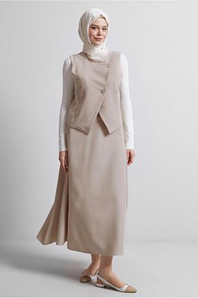 ست بالاتنه و پائین تنه حجاب بژ زنانه رگولار TRENDTESETTÜR - کد 919909614